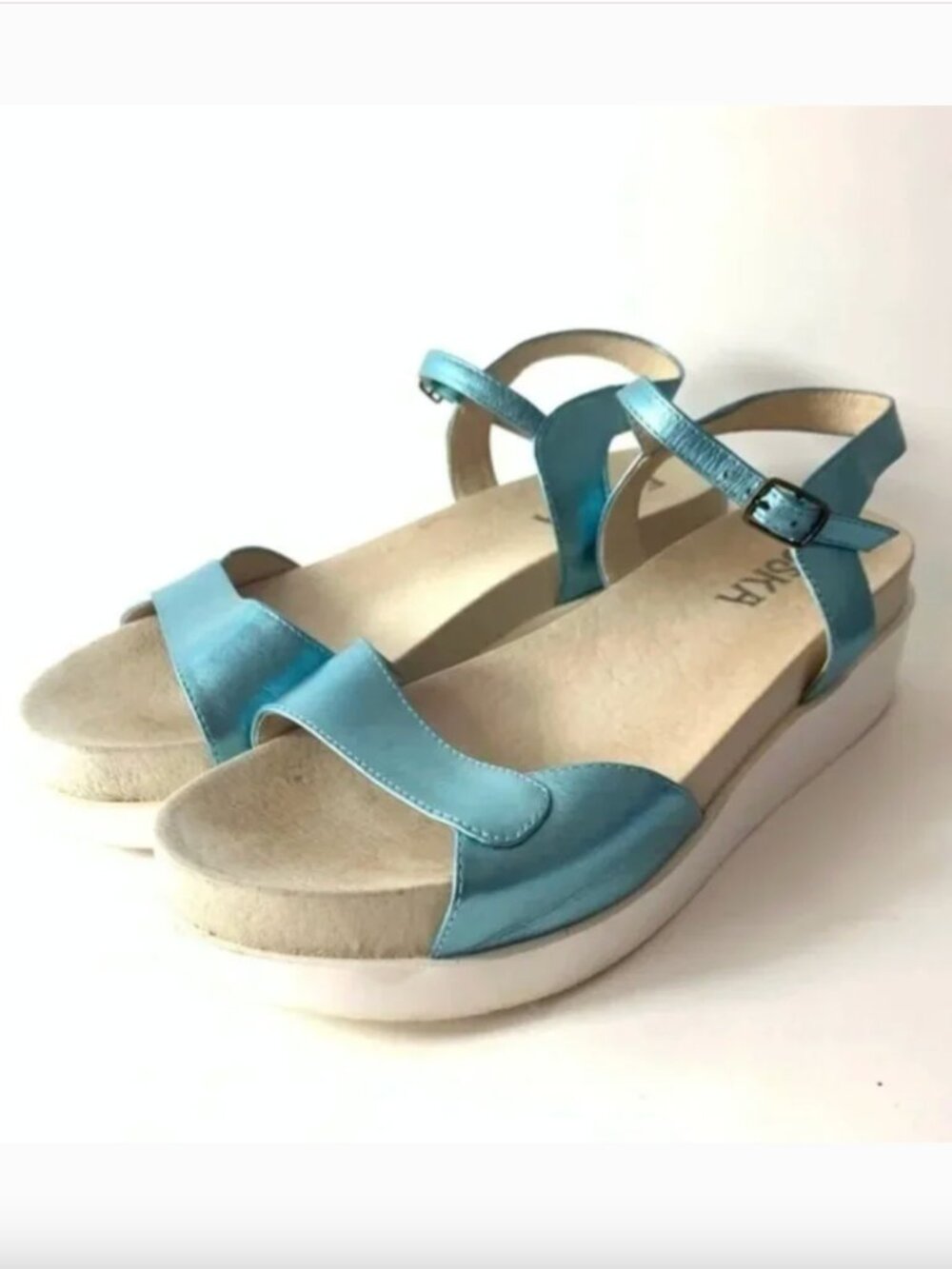 Anthropologie Esska Women's Neo Blue Metallic Sandals - 41/9.5
